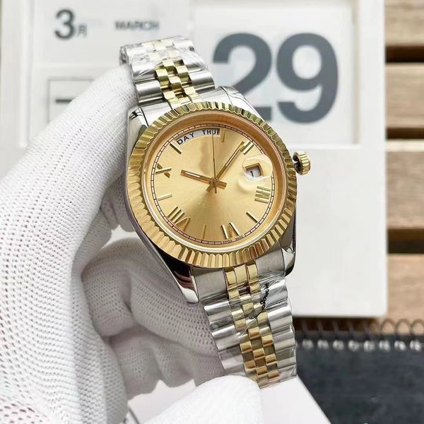 

41mm casual mens watches date mechanical automatic sweep sapphire ladies dress watch stainless steel bracelet waterproof wristwatch box fash, Slivery;brown