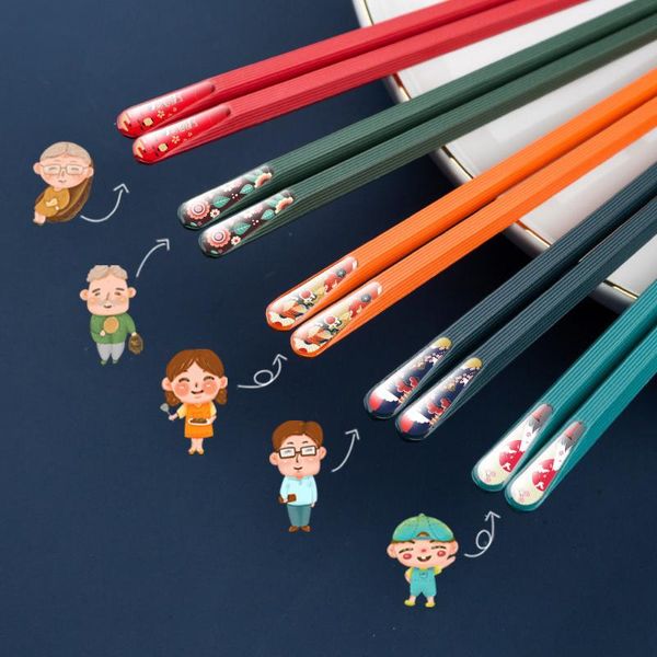 

chopsticks 5 pairs fiberglass chopsticks, reusable set dishwasher safe colorful