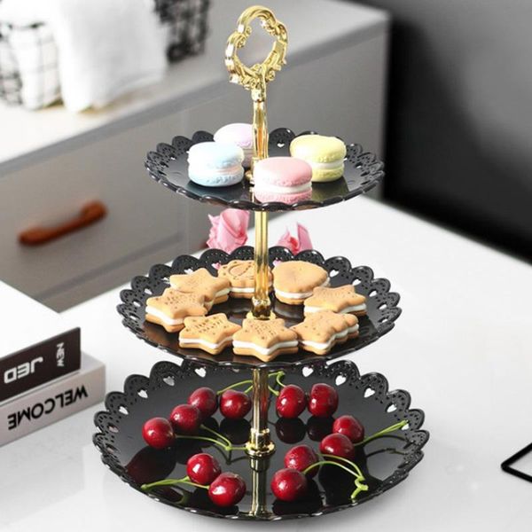

three-tier fruit bowl tray snack rack seeds nuts candy melon bowls multi-layer cake dessert european wedding party
