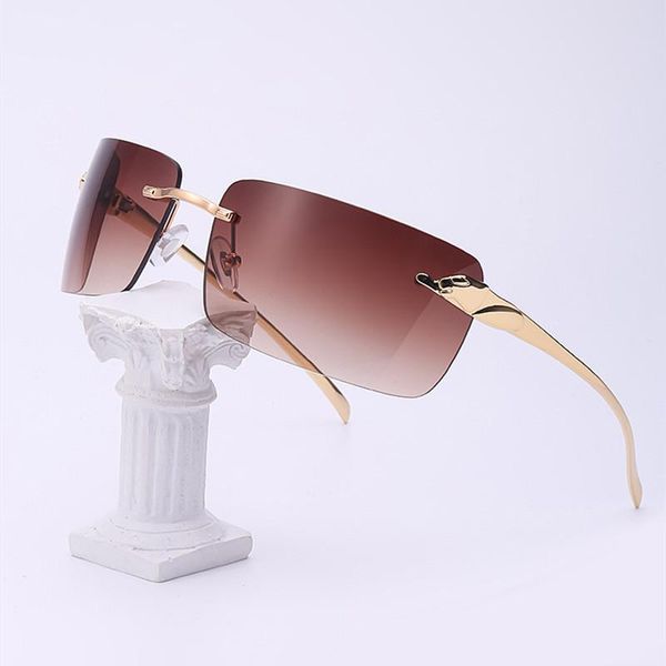 

sunglasses brand designer frameless european and american large curvature women fashion uv400, White;black