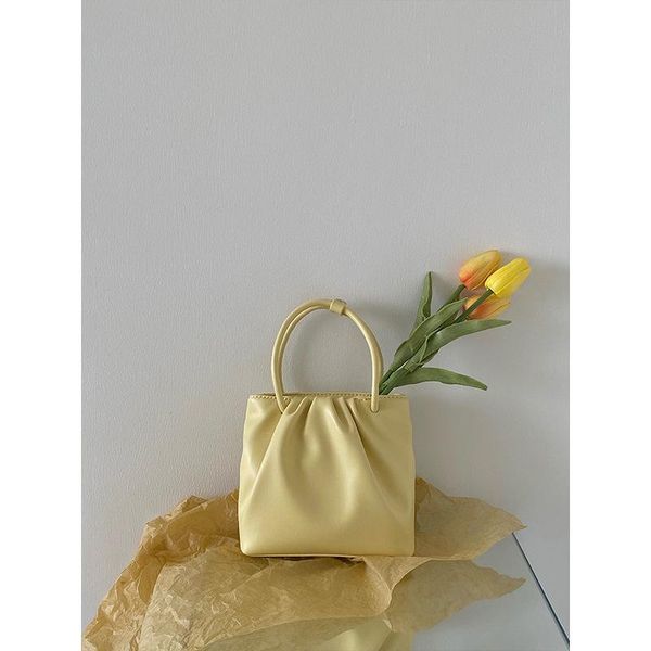 

evening bags 2021 summer girl portable leisure bright yellow square pleated versatile one shoulder small bag for female