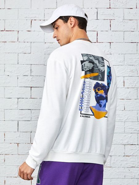 

men letter graphic drop shoulder sweatshirt z7sy#, Black