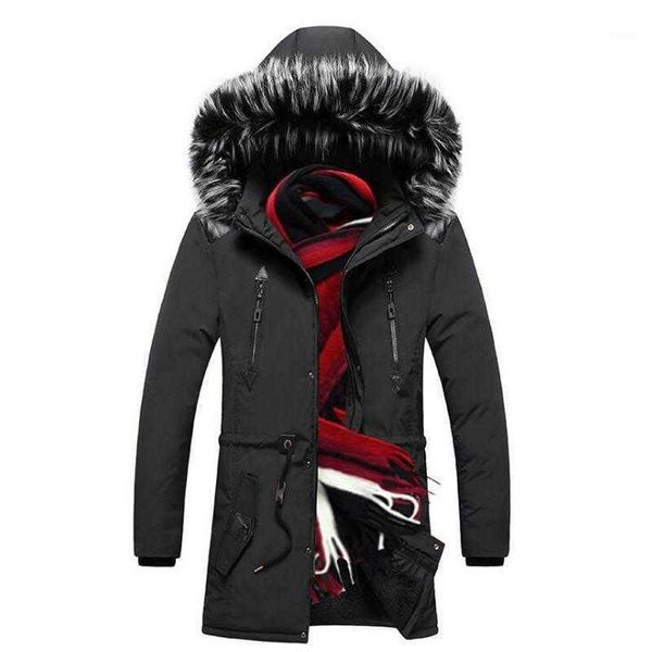

new design nice long winter men jacket with fur hood men clothing casual jackets thickening parkas male coat 3xl, Black