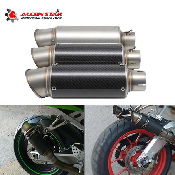 

motorcycle exhaust system alconstar 51mm muffler pipe modified sc carbon fiber for cb650f f800gs fz6 msx 125