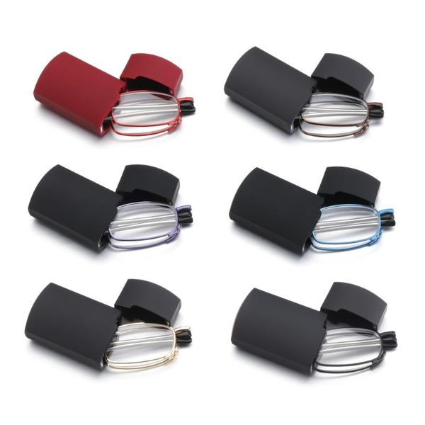 

sunglasses 2021 folding reading glasses with case men women rotation presbyopia eyeglasses blue light blocking eyewear +1.0~+4.0, White;black