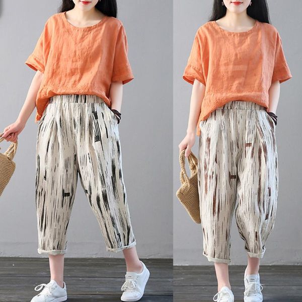 

women's pants & capris women casual print trousers ladies loose pantalones de mujer dropshiping w106, Black;white