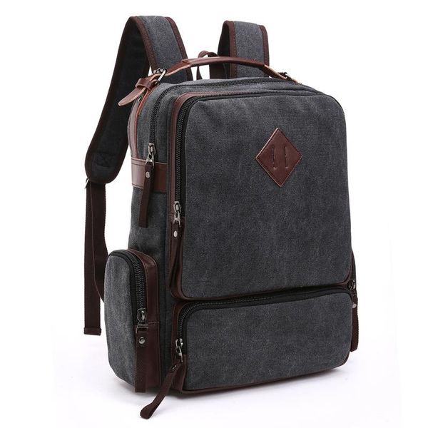 

backpack canvas large capacity men's retro style lapmonochrome square travel student school bag hologram