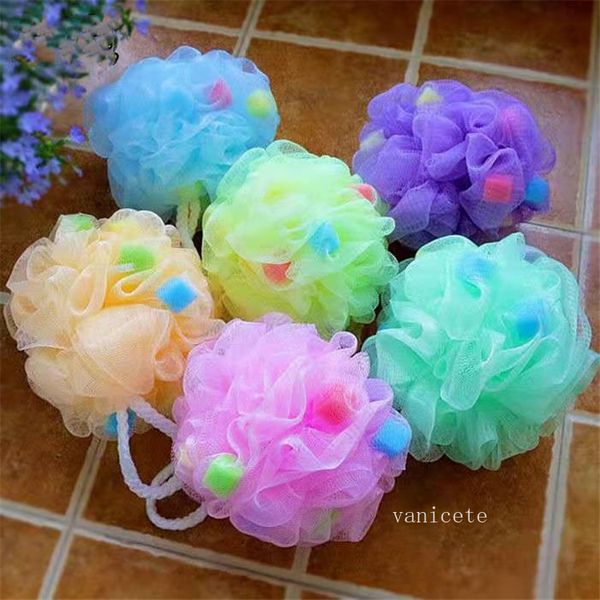 Большой 30 г цветные детские ванны кисти губчатые ванны шарики вспенивающиеся спины втирая ванна цветок прекрасный персонализированный для детей 9247