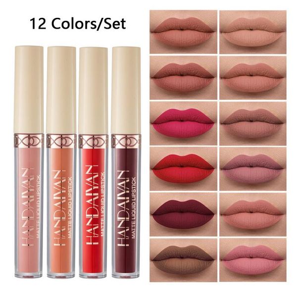 

lip gloss 12 colors/set set matte rose liquid lipstick waterproof long lasting lips makeup combo female cosmetic tslm1