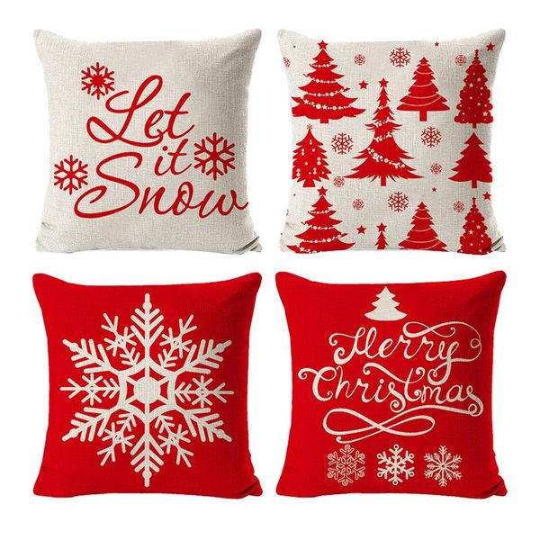 

cushion/decorative pillow 4pcs/set winter cushion case living room square throw cover printed christmas decor car gift invisible zipper line