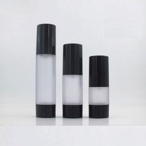 

storage bottles & jars empty 15ml 30ml 50ml spray pump airless bottle frosted refillable cosmetic packaging with black cap portable