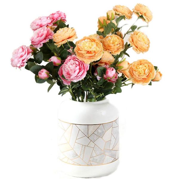 

pieces 3 heads silk artificial peony flower for home wedding family party wall decoration decorative flowers & wreaths