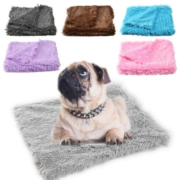 

long plush cat dog bed mat autumn winter puppy pet blankets warm soft sleeping sofa cover chihuahua pug supplies kennels & pens