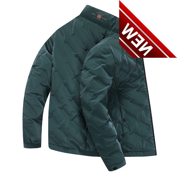 

2021 men's winter stand collar thickened warm and cold wind proof white dudown jacket leisure slim fit l to 4xl, Black