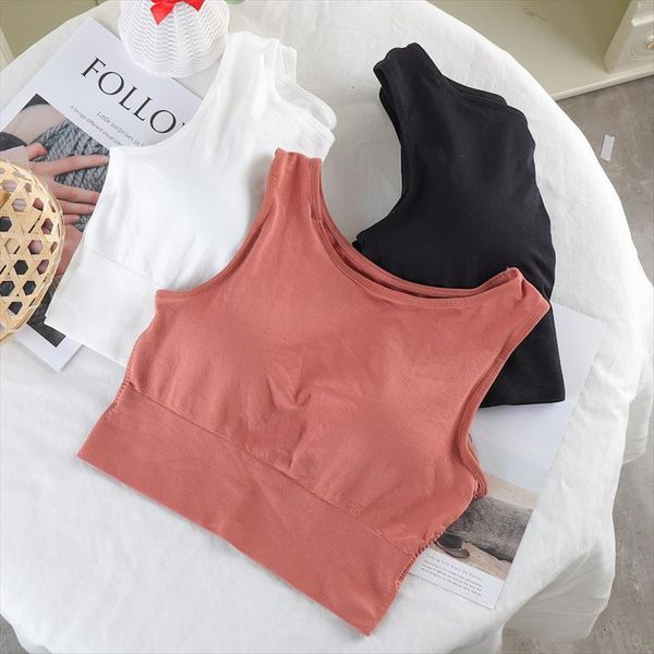 

bralette crop summer soft womens camis knitted black tees padded bustier solid beach sports vest tanks, White