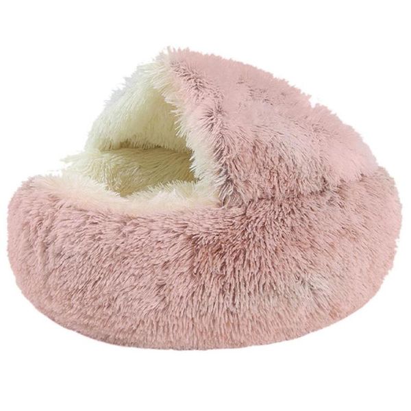 

long bed winter keep warm soft stuffed semi enclosed cat nest crystal velvet round collapsible house 1pc portable durable plush beds & furni