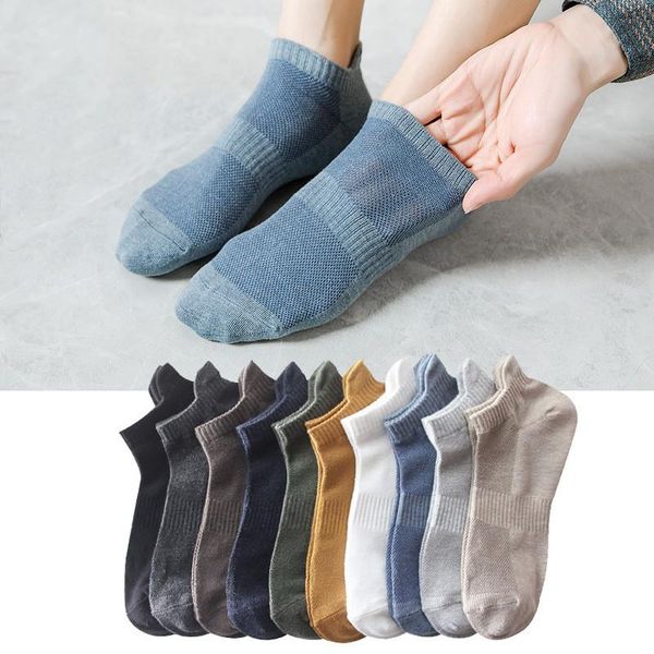 

men's socks quality cotton solid black white gray business male short sock slippers soft breathable summer mens ankle boat