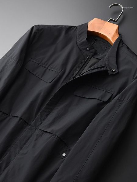 

jacket autumn male chest fake pocket design stand collar mens and coats fashion slim fit black man jackets men's, Black;brown