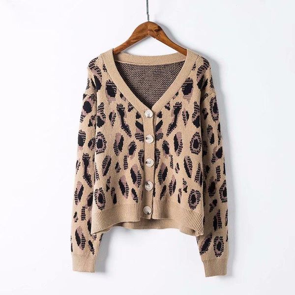 

women's sweaters arrival fashion aii-purpose style casual knitted sweater open stitch leopard printed cardigans long sleeve, White;black