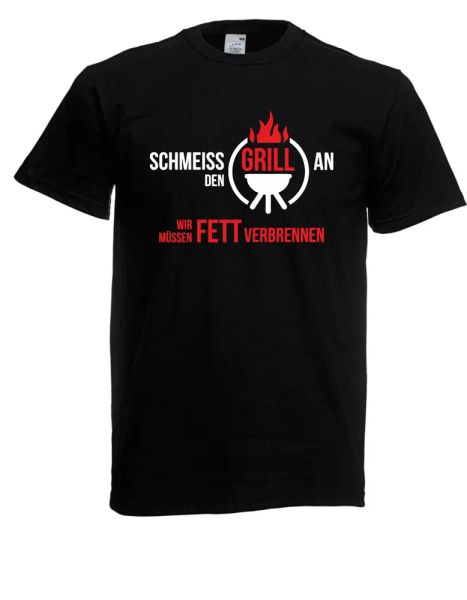 

mens t-shirt trow the grill on i spells i fun i funny until 5xl, White;black