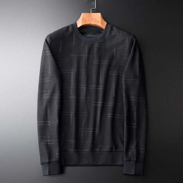 

men's hoodies & sweatshirts brand thicken sweatshirt male add velvet yarn dye round collar casual mens slim fit man 4xl, Black