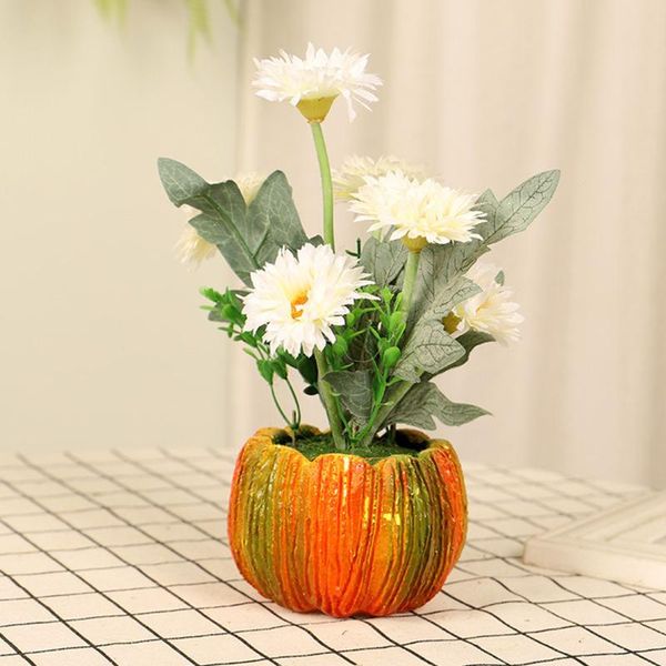 

decorative flowers & wreaths diy pumpkin shaped potted plants thanksgiving decorations autumn artificial sun flower pots festive home decor