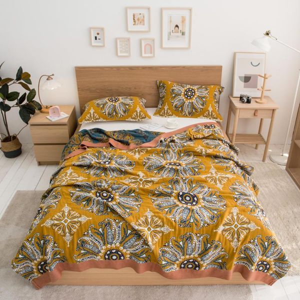 

blankets bonenjoy cotton knitted blanket for beds queen/king size summer bedspread soft plaid on the bed 100%cotton