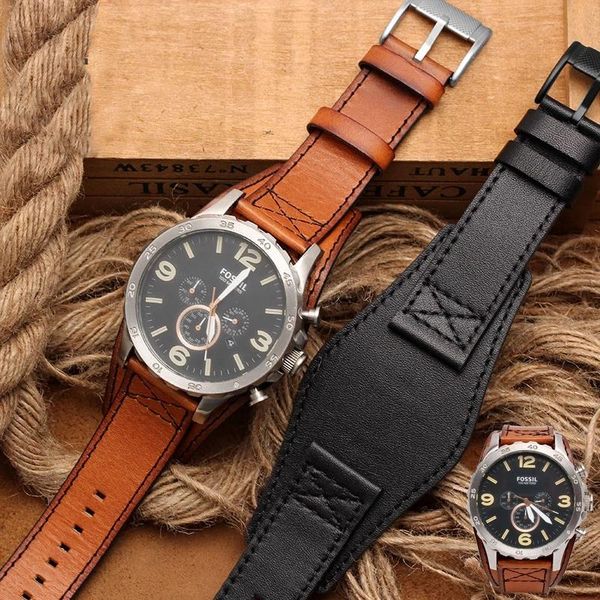 

watch bands high quantity genuine leather for jr1401 bq2054 fs5414 watchband men's bracelet with tray strap 22mm 24mm, Black;brown