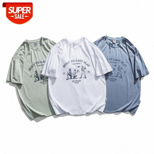 

mansclot letter baseball print loose short sleeve t-shirt men's half #us8h, White;black