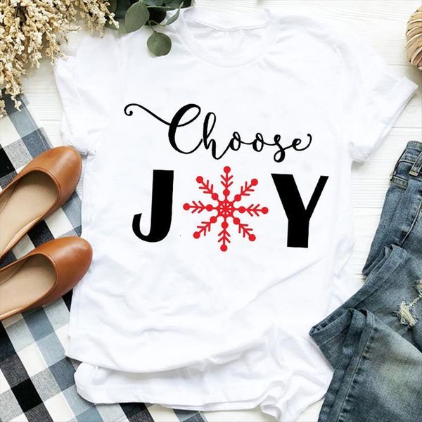 

letter fashion winter printing merry women t shirts christmas 90s clothes graphic printed tee female shirt, White
