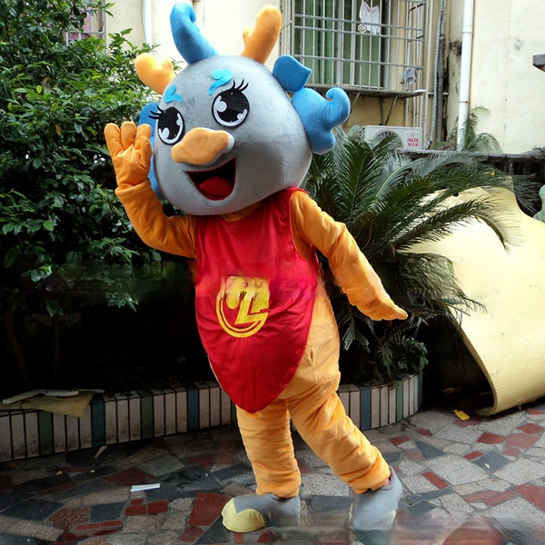

mascot costumes halloween custom dolls costumes cartoon doll costumes small fire dragon wholesale, Red;yellow