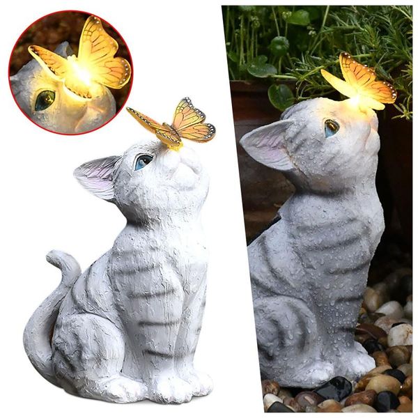 

strings personalized garden statue balcony cute cat decoration solar furnishings ornament led butterfly lamp home decor sculptures #t1g