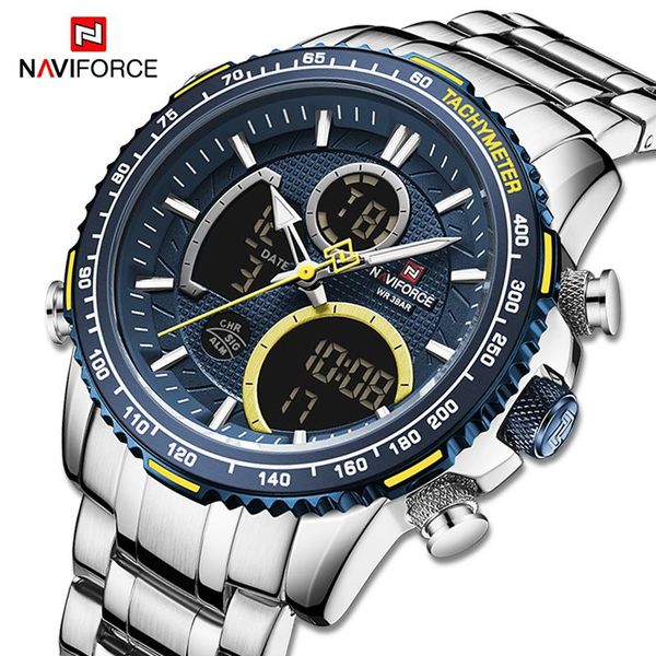 

wristwatches naviforce men watch sport style watches mens chronograph quartz wristwatch male waterproof clock relogio masculino, Slivery;brown