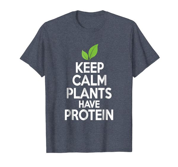 

keep calm plants have protein t-shirt vegan vegetarian tee, White;black