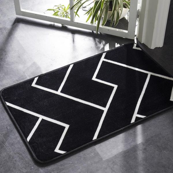 

bath mat black and white classic geometric pattern super soft absorbent bathroom door non-slip rug carpet mats