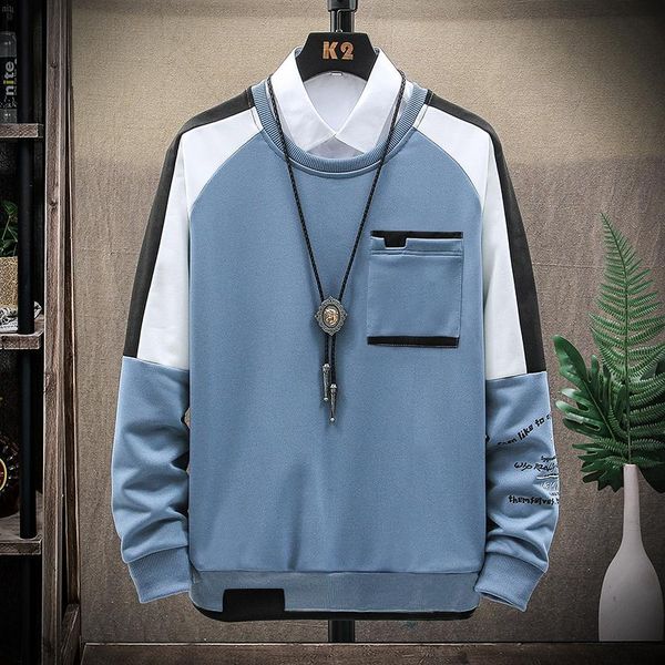 

men's hoodies & sweatshirts casual loose round neck men sweatshirt fashion streetwear male pullover long sleeve 2021 spring, Black