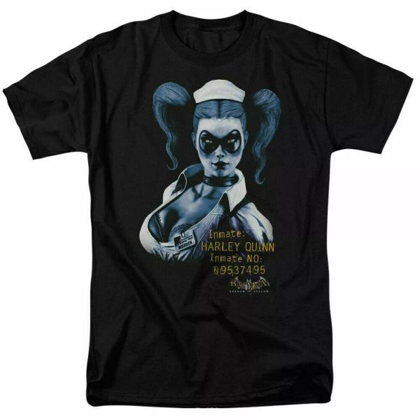 

Harley Quinn Arkham Harley Inmate T Shirt Licensed Comic Book Tee Black, White;black