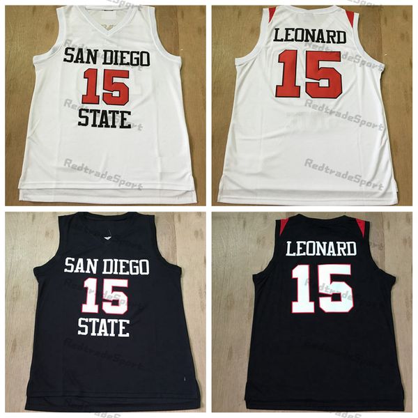 

vintage ncaa san diego state aztecs kawhi leonard #15 college basketball jerseys mens black university stitched shirts jersey s