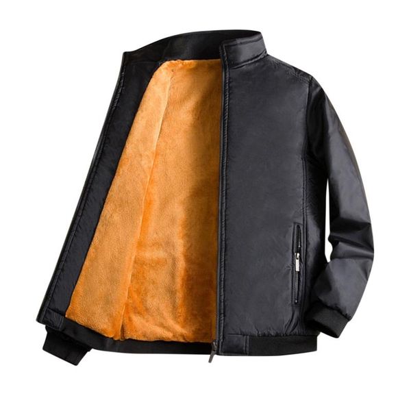 

men's jackets fleece men 's warm thick long sleeve cardigan fur collar coat brand fashion winter zipper coats pocket top, Black;brown