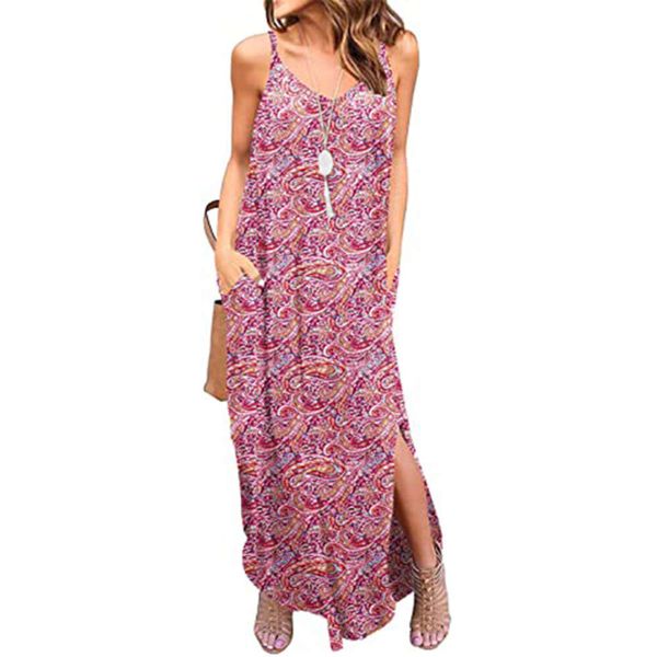 

women's large print casual dress long drawstring split pocket, Black;gray