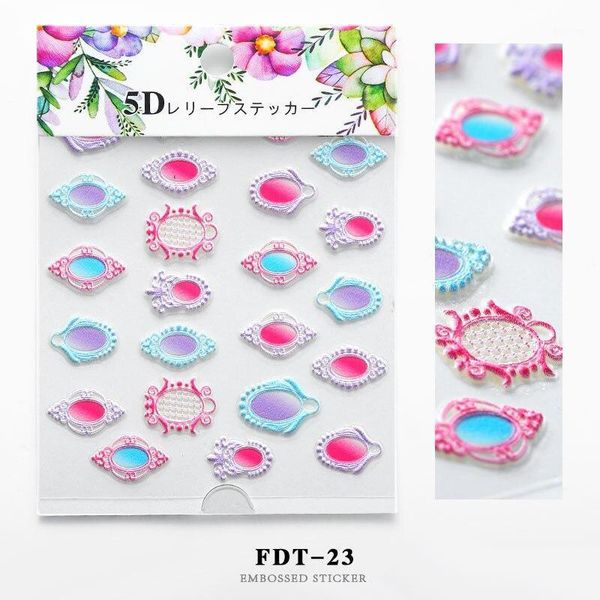 

nail stickers flower series embossed sticker m881, Black