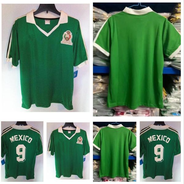 

mexico 1986 retro soccer jerseys #9 h.sanchez #10 carcia vintage galindo alves camiseta de futbol hermosillo suarez g.aspe football shirt, Black;yellow