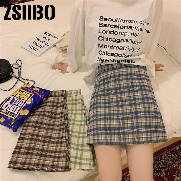 

women purple black gothic pleated plaid skirt summer high waist korea harajuku japanese cute mini a-line skirts cosplay jk