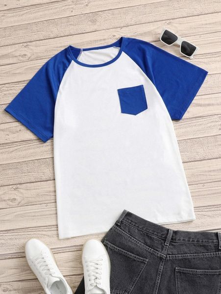 

men contrast raglan sleeve tee r3fj#, White;black