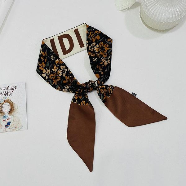 

scarves ins small ribbon women's scarf japanese and korean sweet hair with foreign style fashion thin narrow long, Blue;gray