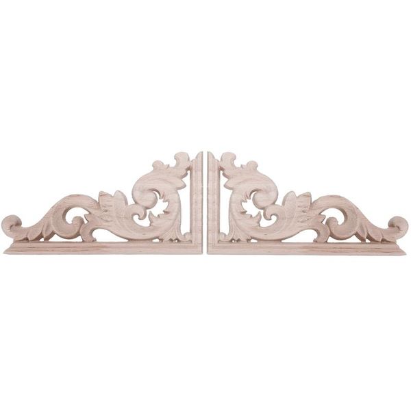 

decorative objects & figurines 2pcs left+right(each 1pcs) vintage wooden carved corner onlay furniture wall decor unpainted frame applique