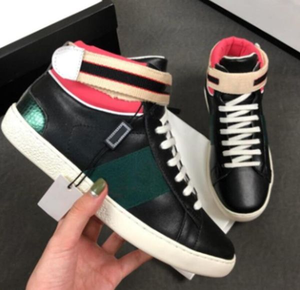 

ace sneakers. men's flat shoes with embroidered red and green stripes. women's luxury designer shoe's . high-leather shoes. b, Black
