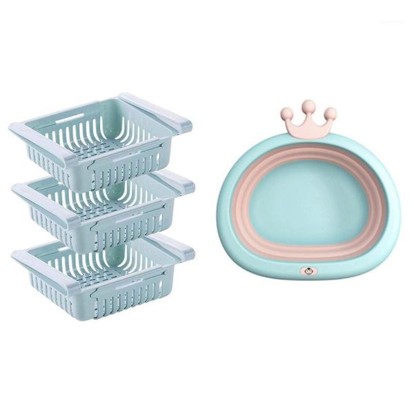 

storage bottles & jars born baby foldable bath tub shower tubs with 3 pack fridge drawer organizer,retractable refrigerator organizer