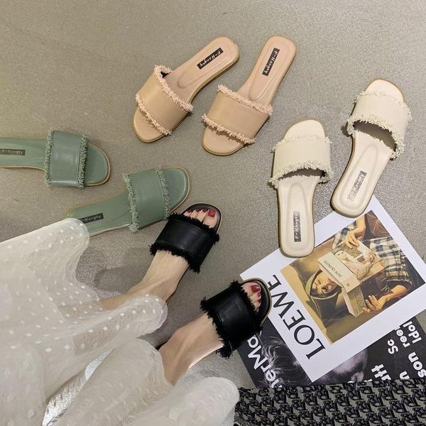 

slippers a flip-flop 2021 summer korean version of fashion hooker net infrared wear fairy cool tide women shoes, Black