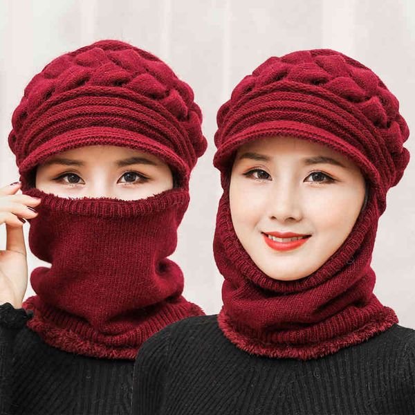 

brand caps plush winter cycling hat middle-aged and elderly children winter grandma windproof cold conjoined mother-in-law warm, Blue;gray